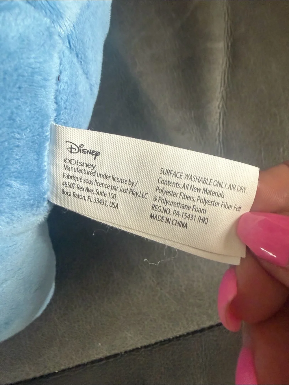 Disney Blue Stitch Plush with Pink Inner Ears